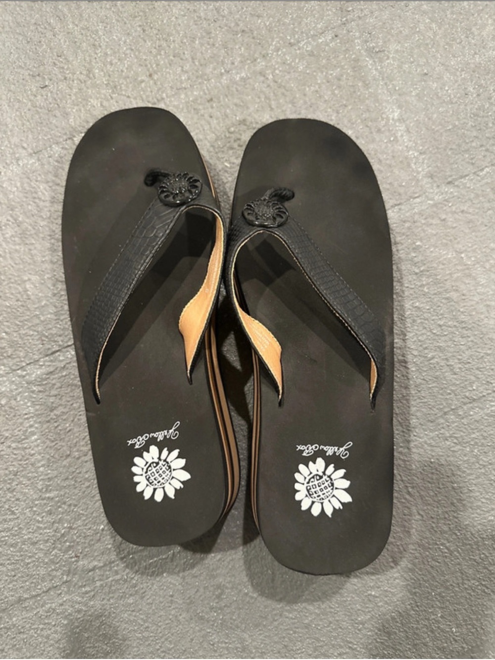 Yellow Box Black Women's Thong Sandals